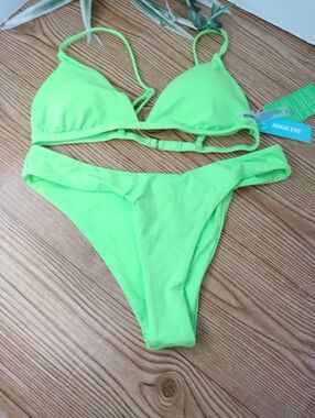 Aqua Eve Lime Green Bikini 2 Piece Size Medium